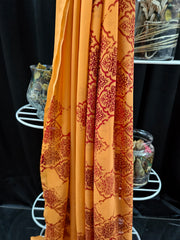 Georgette - Vibrant Mustard-Orange saree