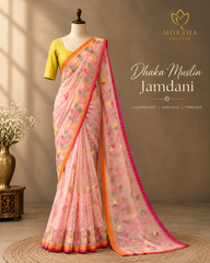 Dhaka Muslin Jamdani - Peach Pink