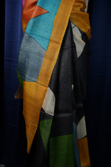 Pure Tussar - Geometric Black