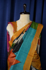 Pure Tussar - Geometric Black