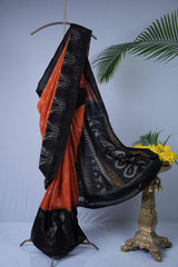 Ikkat cotton - Black & orange