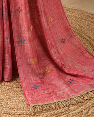 Jute Saree - Rose Pink