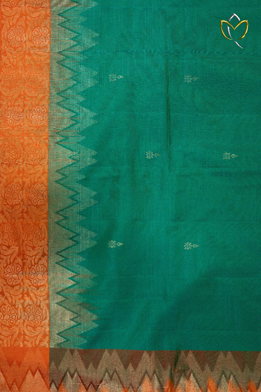 Lightweight Pattu - Rama Green & Orange