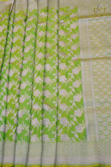Pure Banarasi Pattu - Parrot Green