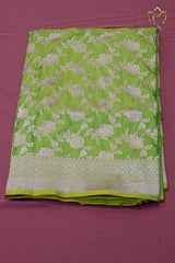 Pure Banarasi Pattu - Parrot Green