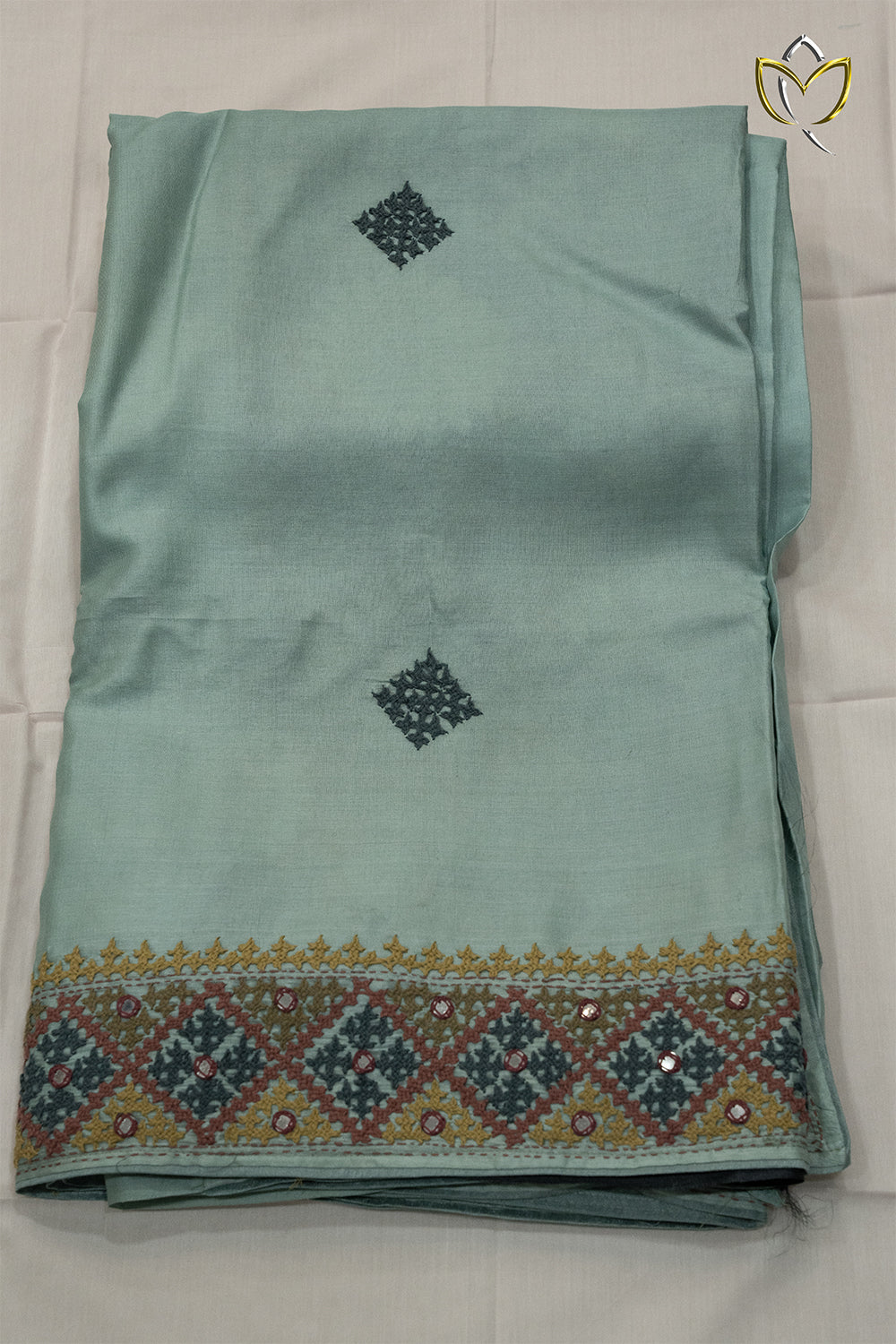 Tussar Thread Work - Baby Blue
