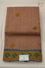 Pure Organza Kutch Work - Chocolate Brown