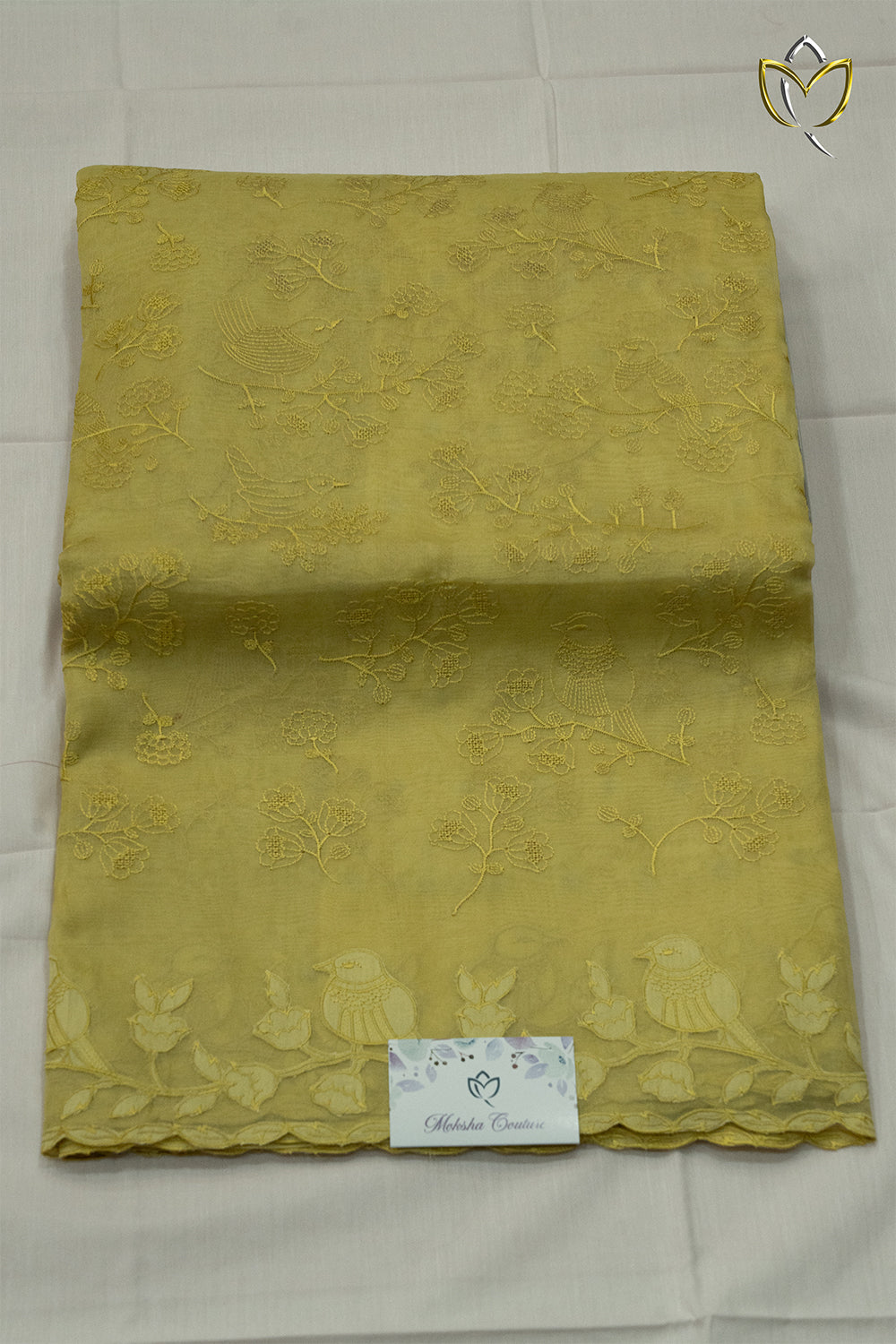 Organza Applique Work - Mustard Yellow