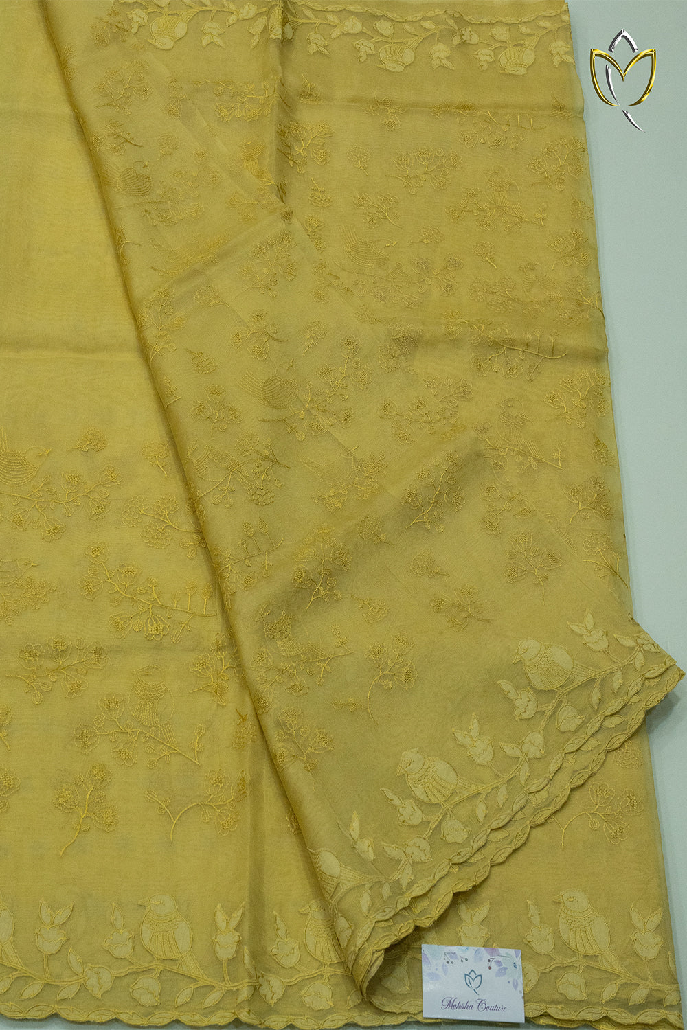 Organza Applique Work - Mustard Yellow