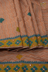 Pure Organza Kutch Work - Chocolate Brown