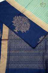 Lightweight Pattu - Olive Green & Navy Blue