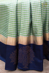 Lightweight Pattu - Olive Green & Navy Blue