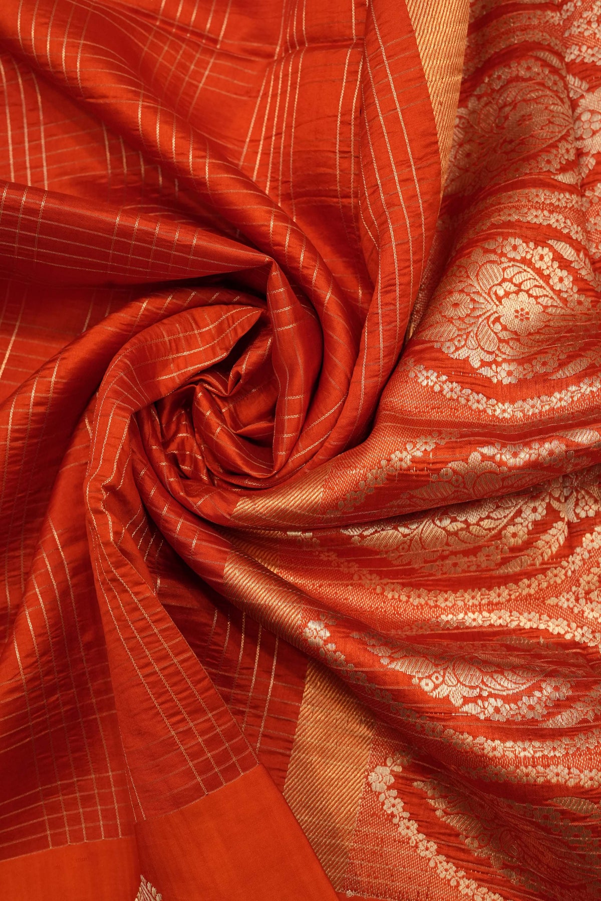Banarasi Silk Saree - Bright Orange