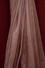 Chanderi Applique Work Saree - Blush Pink
