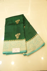 Banarasi Jute Saree - Green Color