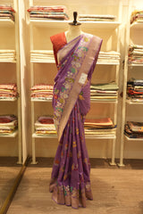 Pure Banarasi Katan Silk - Lavender Color