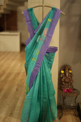 Cotton Kota Saree - Aqua Color