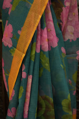 Cotton Kota Saree - Teal Color