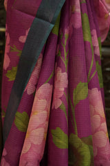 Cotton Kota Saree - Magenta with Teal Border