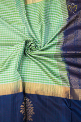 Lightweight Pattu - Olive Green & Navy Blue