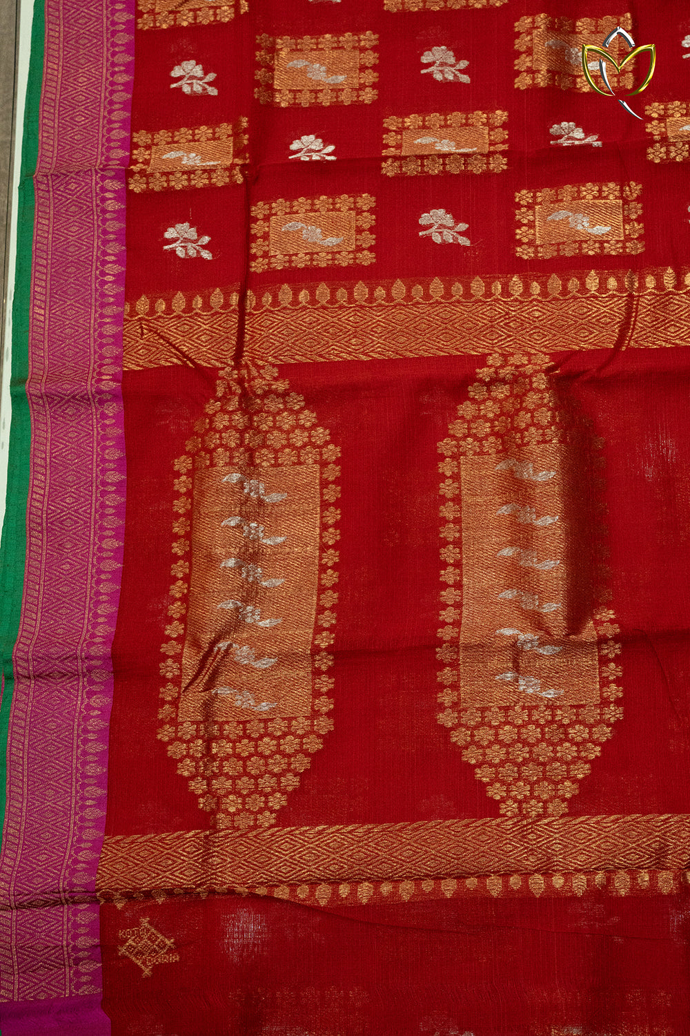 Pure Zari Kota - Dark Red