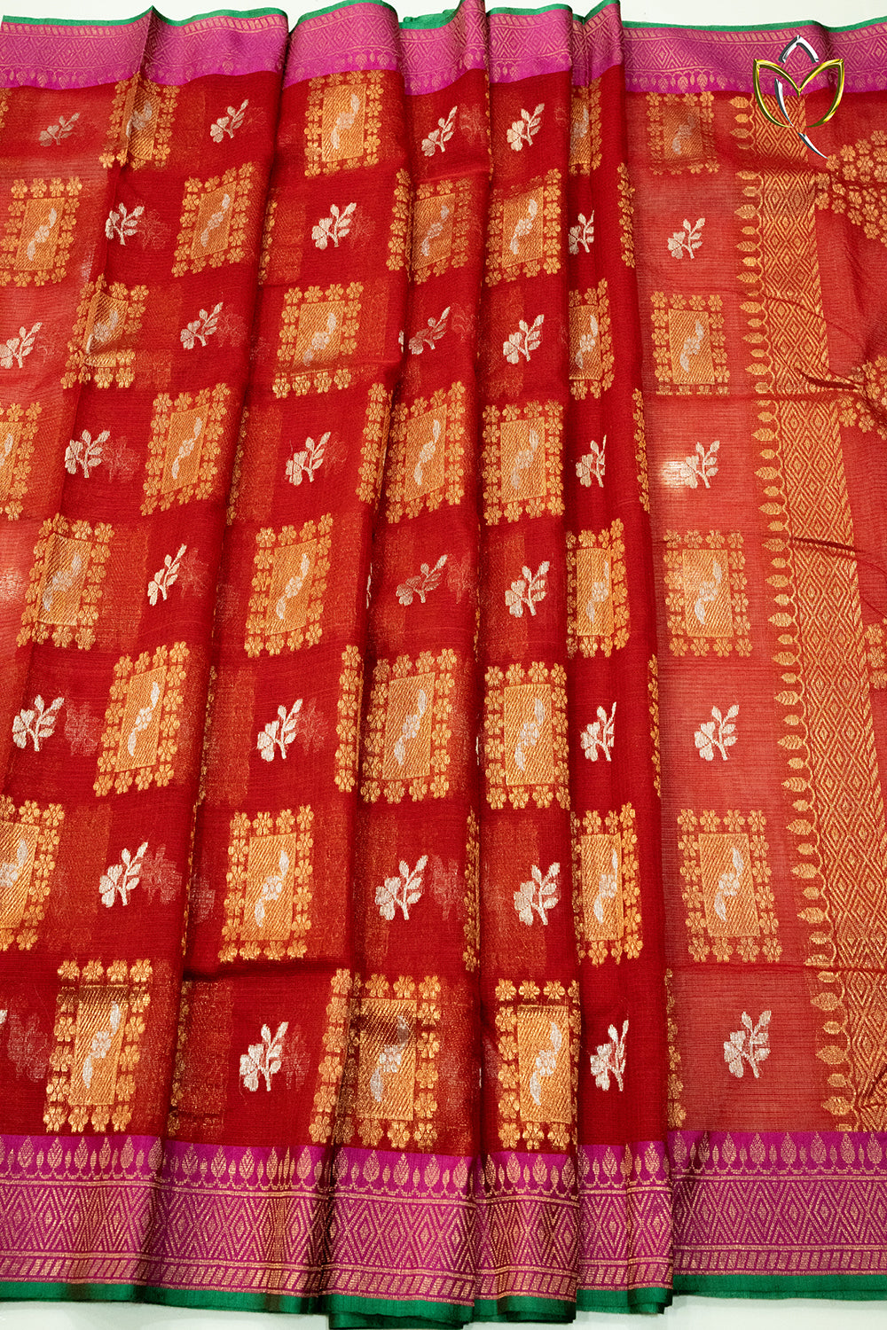 Pure Zari Kota - Dark Red