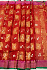 Pure Zari Kota - Dark Red