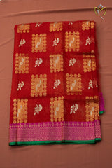Pure Zari Kota - Dark Red