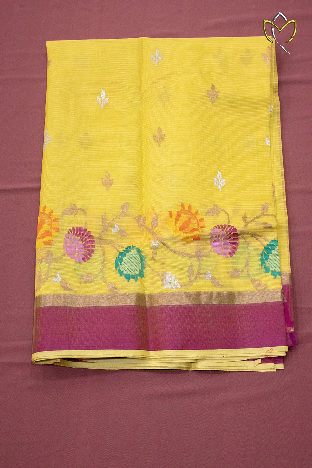 Pure Zari Kota - Lemon Yellow