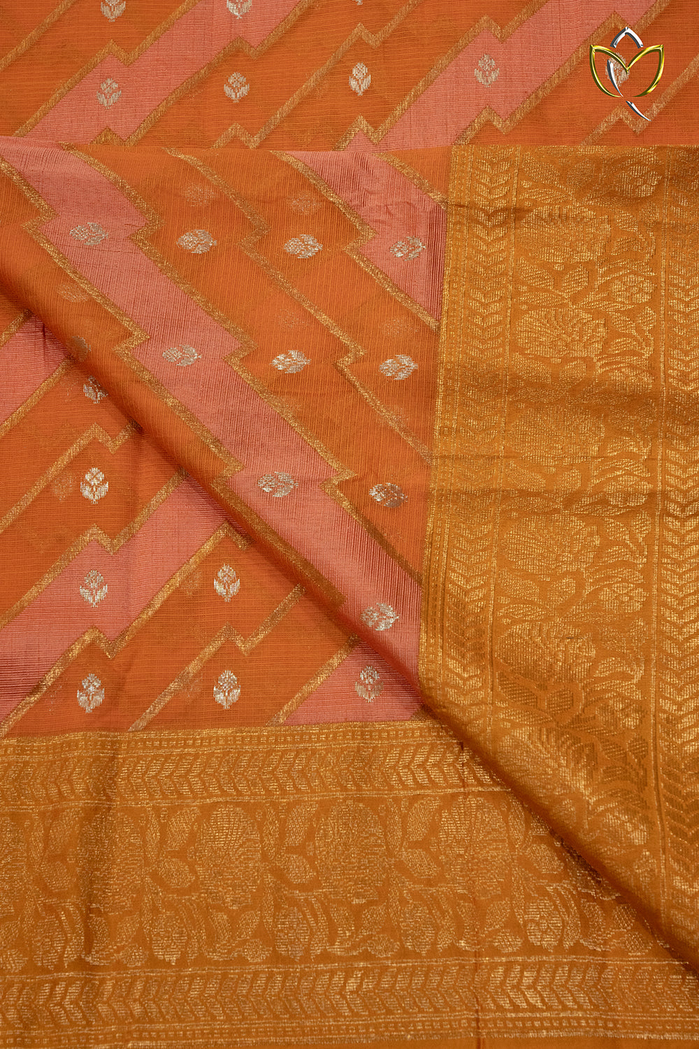 Pure Zari Kota - Peach & Pink
