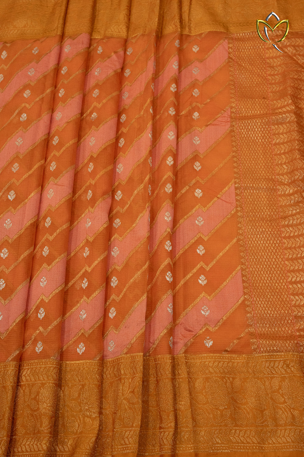 Pure Zari Kota - Peach & Pink