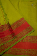 Kanchi Cotton - Dark Olive Green & Red