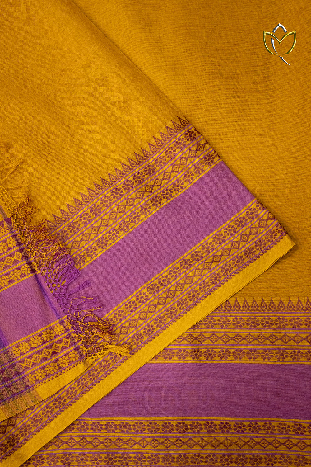 Kanchi Cotton - Mustard Yellow & Lilac Pink