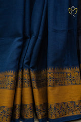 Kanchi Cotton - Navy Blue & Mustard Yellow