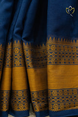 Kanchi Cotton - Navy Blue & Mustard Yellow