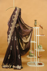 Banarasi Dupion Silk - Chocolate Brown