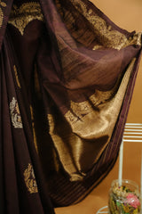 Banarasi Dupion Silk - Chocolate Brown