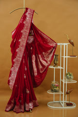 Banarasi Dupion Silk - Vibrant Red
