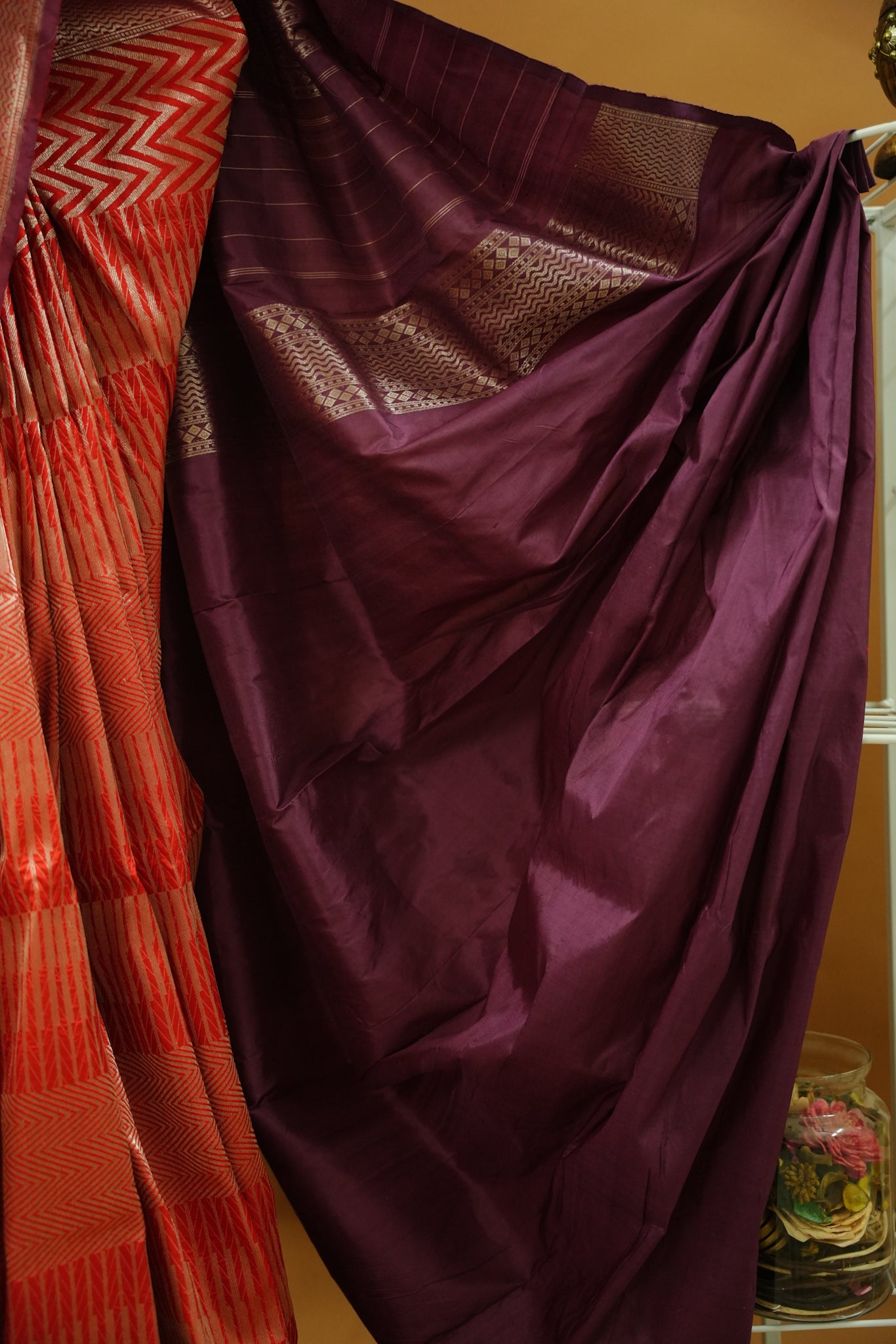 Banarasi Pattu - Red & Wine