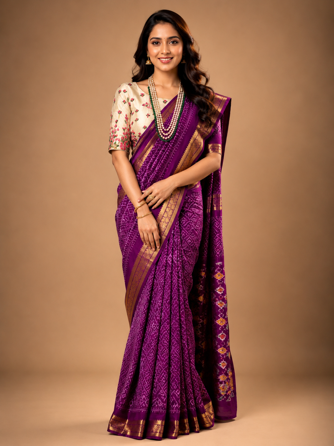 Ikkat Pattu - Royal Purple Saree