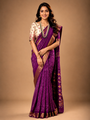 Ikkat Pattu - Royal Purple Saree