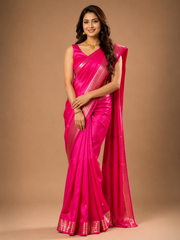 Banarasi Silk Saree - Rani Pink