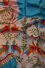 Pure Soft Silk - Blue & Baby Pink