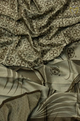 Pure Soft Silk  - Grey & Mehendi Green