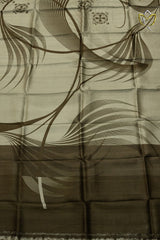 Pure Soft Silk  - Grey & Mehendi Green