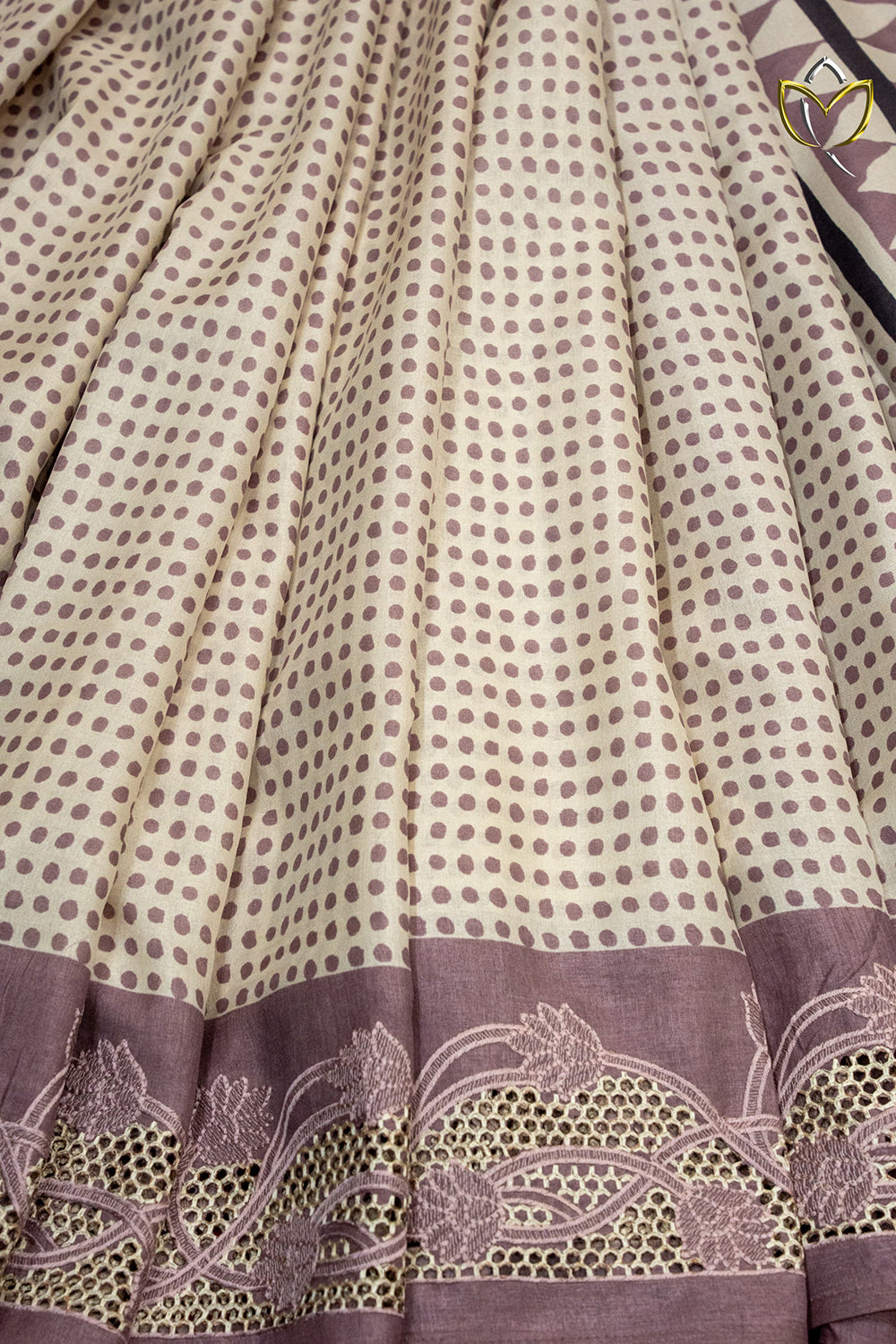 Semi Tussar - Half White & English Pink