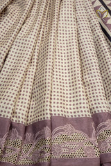 Semi Tussar - Half White & English Pink