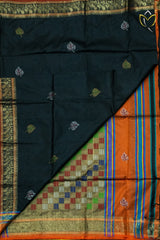 Bishnupuri Silk - Black & Rust