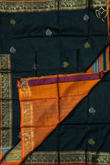 Bishnupuri Silk - Black & Rust