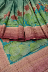 Pure Handloom Tussar - Ananda Blue